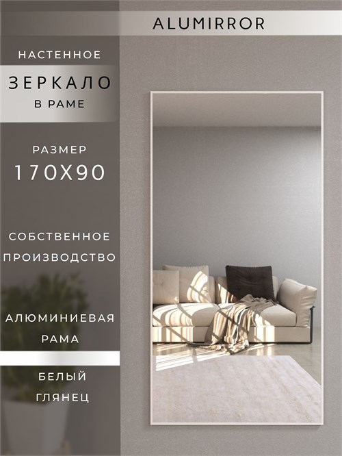 Зеркало настенное 170х90 см в алюминиевой раме интерьерное ALUMIRROR 2000_170x90_NOBL