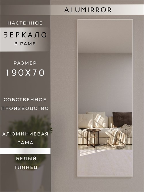 Зеркало настенное 190х70 см в алюминиевой раме интерьерное ALUMIRROR 2000_190x70_NOBL