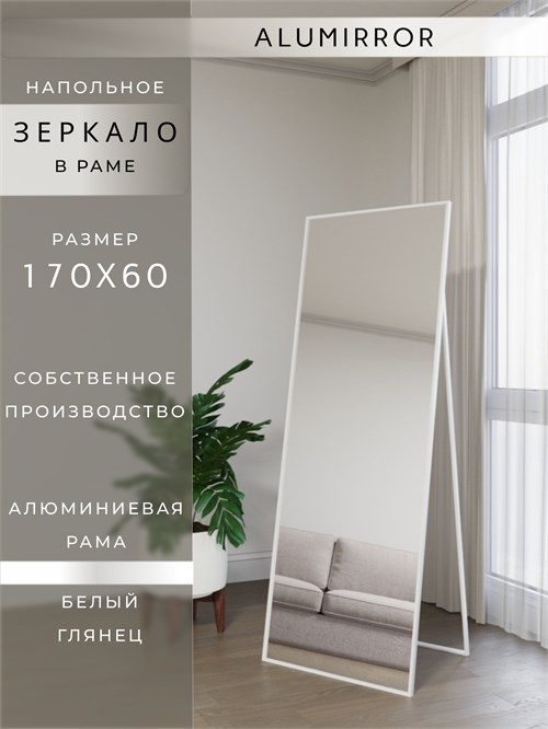 Зеркало напольное 170х60 см в алюминиевой раме интерьерное ALUMIRROR 5000_170x60_NOBL