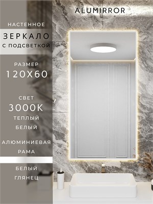 {{photo.Alt || photo.Description || 'Зеркало в ванную 120х60 см с подсветкой. Свет: Теплый белый 3000К. В алюминиевой раме настенное ALUMIRROR'}}