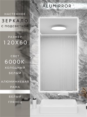 {{photo.Alt || photo.Description || 'Зеркало в ванную 120х60 см с подсветкой. Свет: Холодный белый 6000К. В алюминиевой раме настенное ALUMIRROR'}}