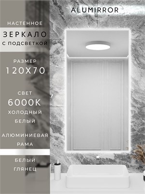 {{photo.Alt || photo.Description || 'Зеркало в ванную 120х70 см с подсветкой. Свет: Холодный белый 6000К. В алюминиевой раме настенное ALUMIRROR'}}