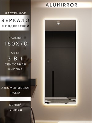 {{photo.Alt || photo.Description || 'Зеркало настенное 160х70 см с подсветкой сенсорное в алюминиевой раме интерьерное ALUMIRROR'}}