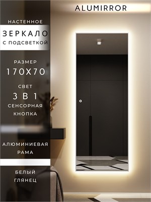 {{photo.Alt || photo.Description || 'Зеркало настенное 170х70 см с подсветкой сенсорное в алюминиевой раме интерьерное ALUMIRROR'}}