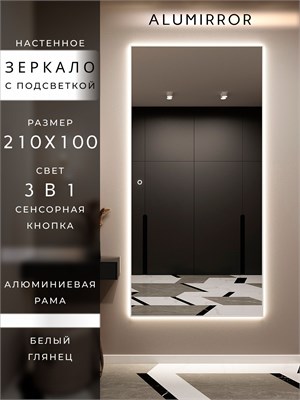 {{photo.Alt || photo.Description || 'Зеркало настенное 210х100 см с подсветкой сенсорное в алюминиевой раме интерьерное ALUMIRROR'}}