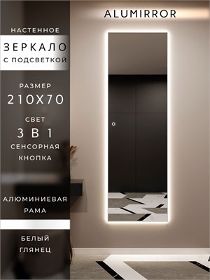 {{photo.Alt || photo.Description || 'Зеркало настенное 210х70 см с подсветкой сенсорное в алюминиевой раме интерьерное ALUMIRROR'}}