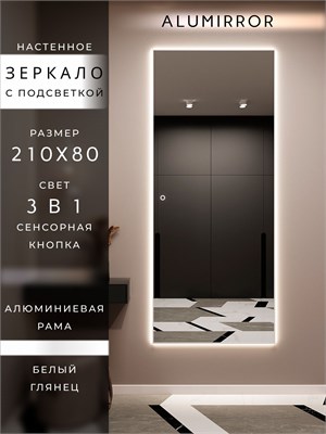 {{photo.Alt || photo.Description || 'Зеркало настенное 210х80 см с подсветкой сенсорное в алюминиевой раме интерьерное ALUMIRROR'}}