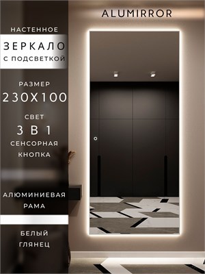 {{photo.Alt || photo.Description || 'Зеркало настенное 230х100 см с подсветкой сенсорное в алюминиевой раме интерьерное ALUMIRROR'}}