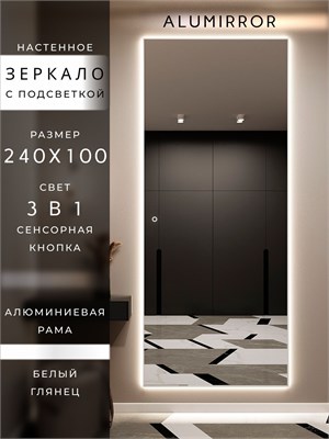 {{photo.Alt || photo.Description || 'Зеркало настенное 240х100 см с подсветкой сенсорное в алюминиевой раме интерьерное ALUMIRROR'}}