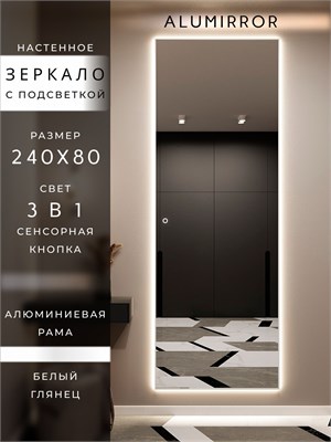 {{photo.Alt || photo.Description || 'Зеркало настенное 240х80 см с подсветкой сенсорное в алюминиевой раме интерьерное ALUMIRROR'}}