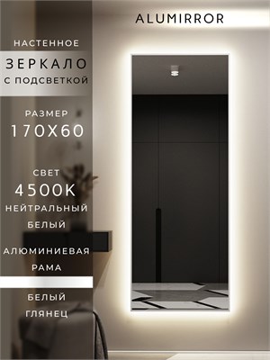 {{photo.Alt || photo.Description || 'Зеркало настенное 170х60 см с подсветкой. Свет: Нейтральный белый 4500К. В алюминиевой раме интерьерное ALUMIRROR'}}