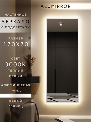 {{photo.Alt || photo.Description || 'Зеркало настенное 170х70 см с подсветкой. Свет: Теплый белый 3000К. В алюминиевой раме интерьерное ALUMIRROR'}}