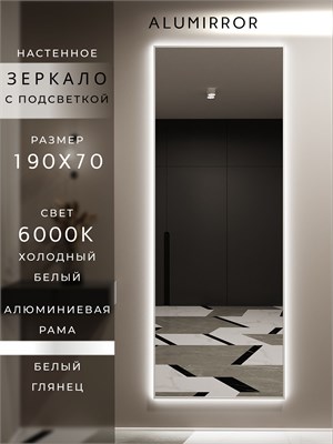 {{photo.Alt || photo.Description || 'Зеркало настенное 190х70 см с подсветкой. Свет: Холодный белый 6000К. В алюминиевой раме интерьерное ALUMIRROR'}}