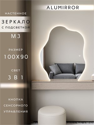 {{photo.Alt || photo.Description || 'Зеркало настенное 100х90 см. сенсорное фигурное с подсветкой М3 ALUMIRROR'}}