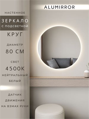 {{photo.Alt || photo.Description || 'Зеркало настенное 80х80 нейтральный свет 4500К круглое с подсветкой М7 ALUMIRROR'}}