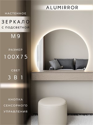 {{photo.Alt || photo.Description || 'Зеркало настенное 100х75 сенсорное фигурное с подсветкой М9 ALUMIRROR'}}