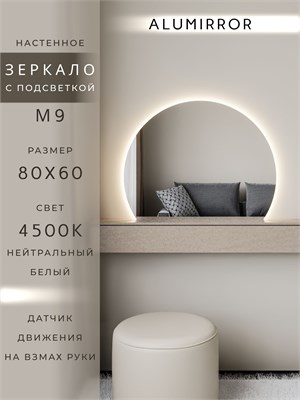 {{photo.Alt || photo.Description || 'Зеркало настенное 80х60 нейтральный свет 4500К фигурное с подсветкой М9 ALUMIRROR'}}