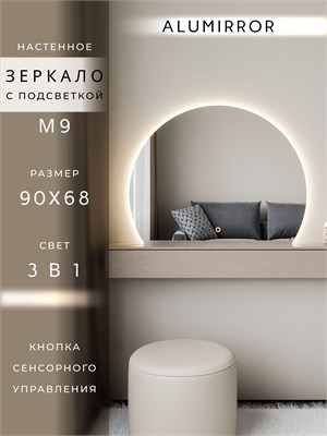 {{photo.Alt || photo.Description || 'Зеркало настенное 90х68 сенсорное фигурное с подсветкой М9 ALUMIRROR'}}