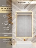 Зеркало в ванную 100х70 см с подсветкой. Свет: Теплый белый 3000К. В алюминиевой раме настенное ALUMIRROR 100-160_100x70_BL_CTRL_нет_LIGHT_теплый