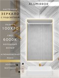 Зеркало в ванную 100х70 см с подсветкой. Свет: Холодный белый 6000К. В алюминиевой раме настенное ALUMIRROR 100-160_100x70_BL_CTRL_нет_LIGHT_холодный