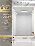Зеркало в ванную 120х80 см с подсветкой. Свет: Холодный белый 6000К. В алюминиевой раме настенное ALUMIRROR 100-160_120x80_BL_CTRL_нет_LIGHT_холодный