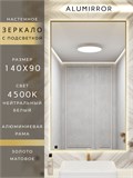 Зеркало в ванную 140х90 см с подсветкой. Свет: Нейтральный белый 4500К. В алюминиевой раме настенное ALUMIRROR 100-160_140x90_BL_CTRL_нет_LIGHT_нейтральный