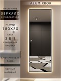 Зеркало настенное 180х70 см с подсветкой сенсорное в алюминиевой раме интерьерное ALUMIRROR 11000_180x70_BL_CTRL_сенсор_LIGHT_TUNABLE