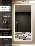 Зеркало настенное 190х80 см с подсветкой сенсорное в алюминиевой раме интерьерное ALUMIRROR 11000_190x80_BL_CTRL_сенсор_LIGHT_TUNABLE