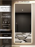 Зеркало настенное 200х90 см с подсветкой сенсорное в алюминиевой раме интерьерное ALUMIRROR 11000_200x90_BL_CTRL_сенсор_LIGHT_TUNABLE
