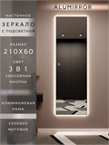 Зеркало настенное 210х60 см с подсветкой сенсорное в алюминиевой раме интерьерное ALUMIRROR 11000_210x60_BL_CTRL_сенсор_LIGHT_TUNABLE
