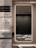 Зеркало настенное 220х100 см с подсветкой сенсорное в алюминиевой раме интерьерное ALUMIRROR 11000_220x100_BL_CTRL_сенсор_LIGHT_TUNABLE