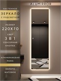 Зеркало настенное 220х70 см с подсветкой сенсорное в алюминиевой раме интерьерное ALUMIRROR 11000_220x70_BL_CTRL_сенсор_LIGHT_TUNABLE