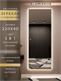 Зеркало настенное 220х80 см с подсветкой сенсорное в алюминиевой раме интерьерное ALUMIRROR 11000_220x80_BL_CTRL_сенсор_LIGHT_TUNABLE