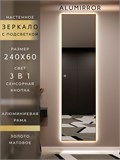 Зеркало настенное 240х60 см с подсветкой сенсорное в алюминиевой раме интерьерное ALUMIRROR 11000_240x60_BL_CTRL_сенсор_LIGHT_TUNABLE