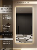Зеркало настенное 170х80 см с подсветкой. Свет: Теплый белый 3000К. В алюминиевой раме интерьерное ALUMIRROR 160-190_170x80_BL_CTRL_нет_LIGHT_теплый