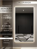 Зеркало настенное 170х90 см с подсветкой. Свет: Нейтральный белый 4500К. В алюминиевой раме интерьерное ALUMIRROR 160-190_170x90_BL_CTRL_нет_LIGHT_нейтральный