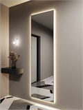 Зеркало настенное 200х60 см с подсветкой. Свет: Нейтральный белый 4500К. В алюминиевой раме интерьерное ALUMIRROR 200-240_200x60_BL_CTRL_нет_LIGHT_нейтральный