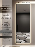 Зеркало настенное 200х70 см с подсветкой. Свет: Нейтральный белый 4500К. В алюминиевой раме интерьерное ALUMIRROR 200-240_200x70_BL_CTRL_нет_LIGHT_нейтральный