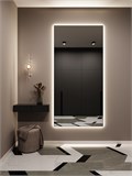 Зеркало настенное 210х100 см с подсветкой. Свет: Нейтральный белый 4500К. В алюминиевой раме интерьерное ALUMIRROR 200-240_210x100_BL_CTRL_нет_LIGHT_нейтральный