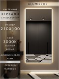 Зеркало настенное 210х100 см с подсветкой. Свет: Теплый белый 3000К. В алюминиевой раме интерьерное ALUMIRROR 200-240_210x100_BL_CTRL_нет_LIGHT_теплый