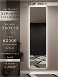Зеркало настенное 240х70 см с подсветкой. Свет: Холодный белый 6000К. В алюминиевой раме интерьерное ALUMIRROR 200-240_240x70_BL_CTRL_нет_LIGHT_холодный