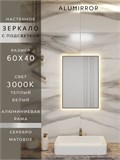 Зеркало в ванную 60х40 см с подсветкой. Свет: Теплый белый 3000К. В алюминиевой раме настенное ALUMIRROR 60-100_60x40_BL_CTRL_нет_LIGHT_теплый