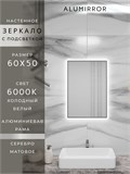 Зеркало в ванную 60х50 см с подсветкой. Свет: Холодный белый 6000К. В алюминиевой раме настенное ALUMIRROR 60-100_60x50_BL_CTRL_нет_LIGHT_холодный