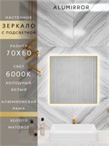 Зеркало в ванную 70х60 см с подсветкой. Свет: Холодный белый 6000К. В алюминиевой раме настенное ALUMIRROR 60-100_70x60_BL_CTRL_нет_LIGHT_холодный