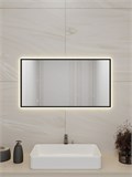 Зеркало в ванную 90х40 см с подсветкой. Свет: Нейтральный белый 4500К. В алюминиевой раме настенное ALUMIRROR 60-100_90x40_BL_CTRL_нет_LIGHT_нейтральный