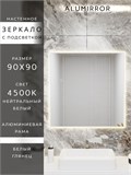 Зеркало в ванную 90х90 см с подсветкой. Свет: Нейтральный белый 4500К. В алюминиевой раме настенное ALUMIRROR 60-100_90x90_BL_CTRL_нет_LIGHT_нейтральный