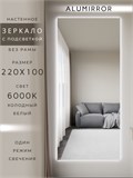 Зеркало настенное 220х100 см с подсветкой. Свет: Холодный белый 6000К. Без рамы интерьерное ALUMIRROR Без рамы_220x100_BL_CTRL_нет_LIGHT_холодный