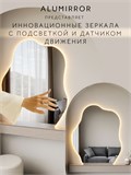 Зеркало настенное 110х95 см. теплый свет 3000К фигурное с подсветкой М3 ALUMIRROR М3_110x95_BL_CTRL_бесконтактный_сенсор_LIGHT_теплый