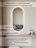 Зеркало настенное 110х50 см. сенсорное овальное с подсветкой М6 ALUMIRROR М6_110x50_BL_CTRL_сенсор_LIGHT_TUNABLE