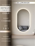 Зеркало настенное 110х60 см. сенсорное овальное с подсветкой М6 ALUMIRROR М6_110x60_BL_CTRL_сенсор_LIGHT_TUNABLE